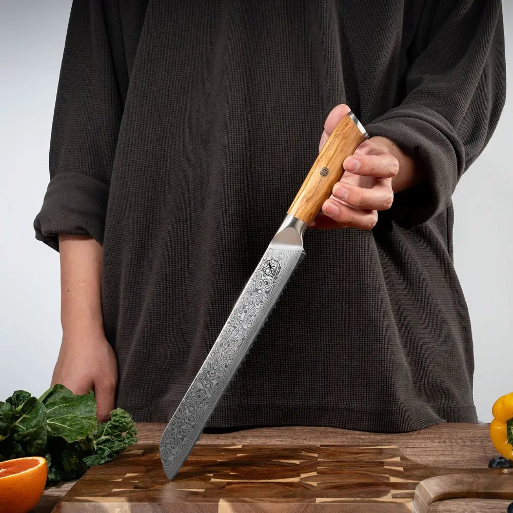 Damast Brotmesser Olive damastop.shop - Damastshop