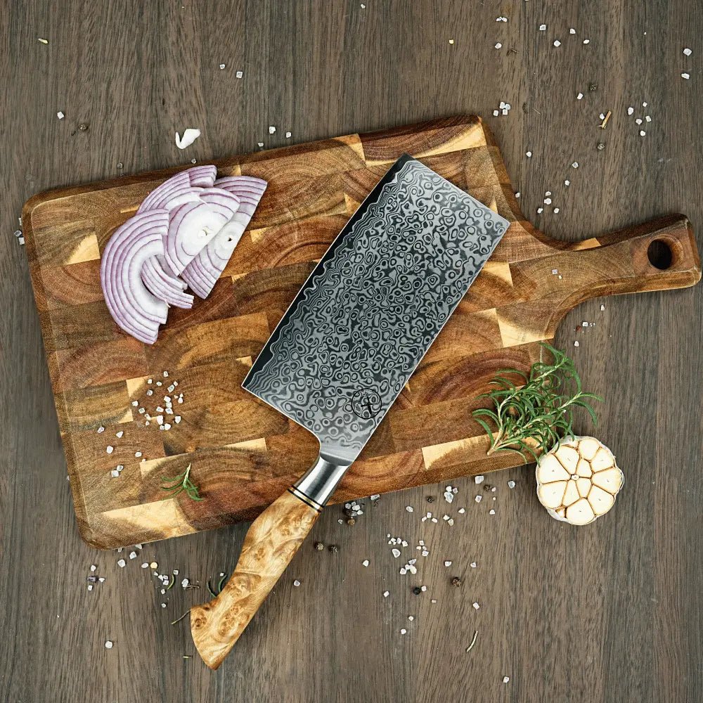 Damast Hackmesser Bergahorn damastop.shop - Damastshop