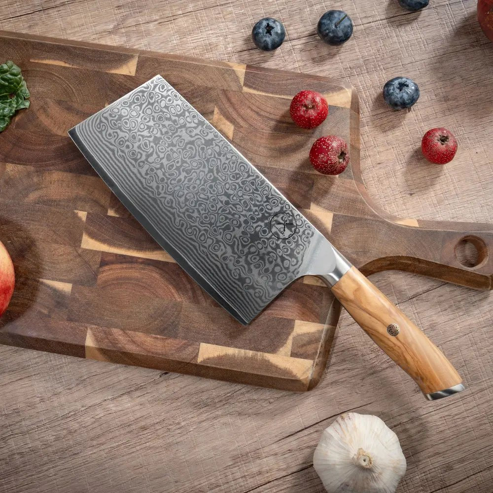 Damast Hackmesser Olive damastop.shop - Damastshop