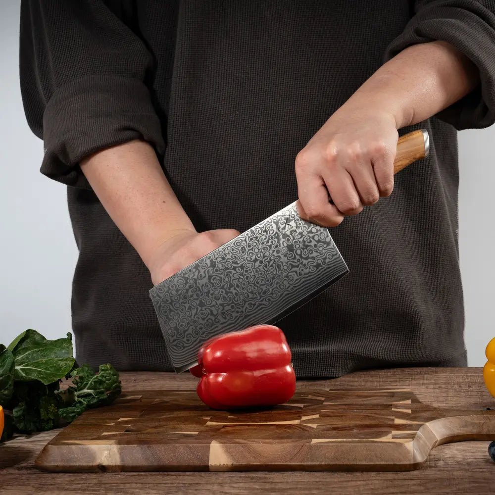 Damast Hackmesser Olive damastop.shop - Damastshop
