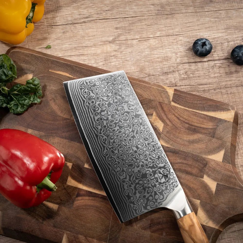 Damast Hackmesser Olive damastop.shop - Damastshop