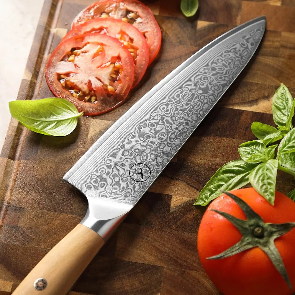 Damast Messer 3er Set Olive damastop.shop - Damastshop