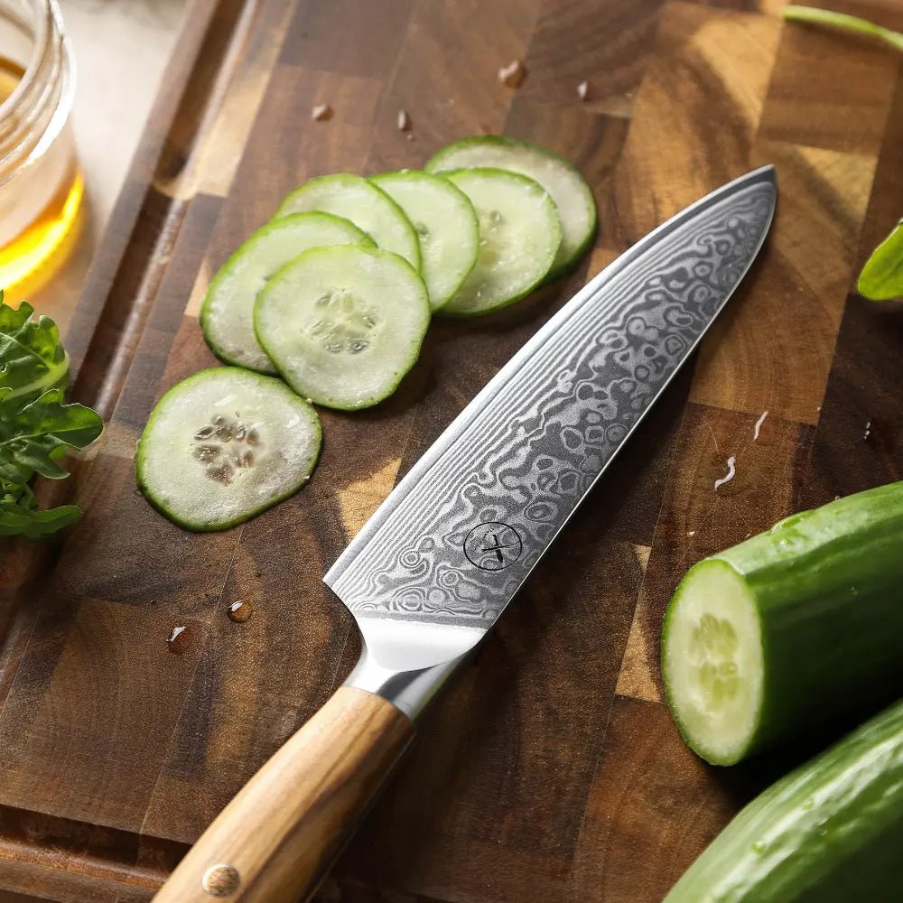 Damast Messer 5er Set Olive damastop.shop - Damastshop