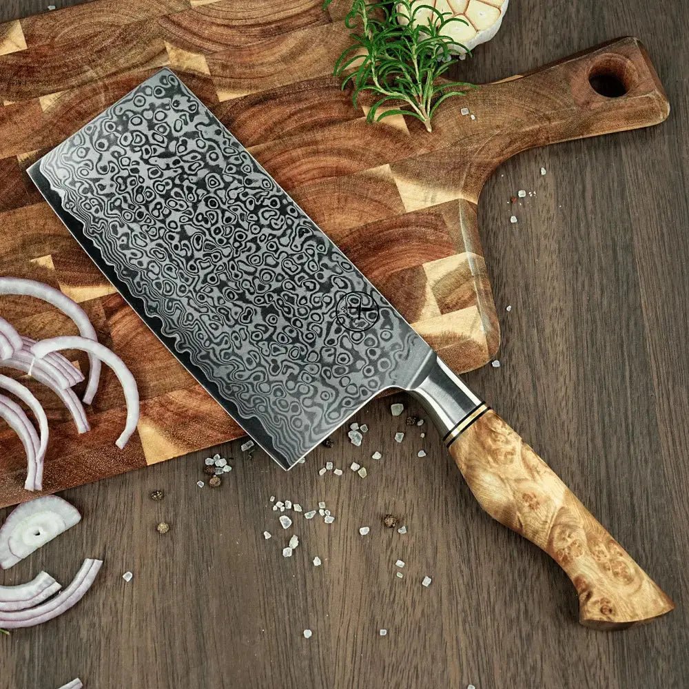 Damast Hackmesser Bergahorn damastop.shop - Damastshop