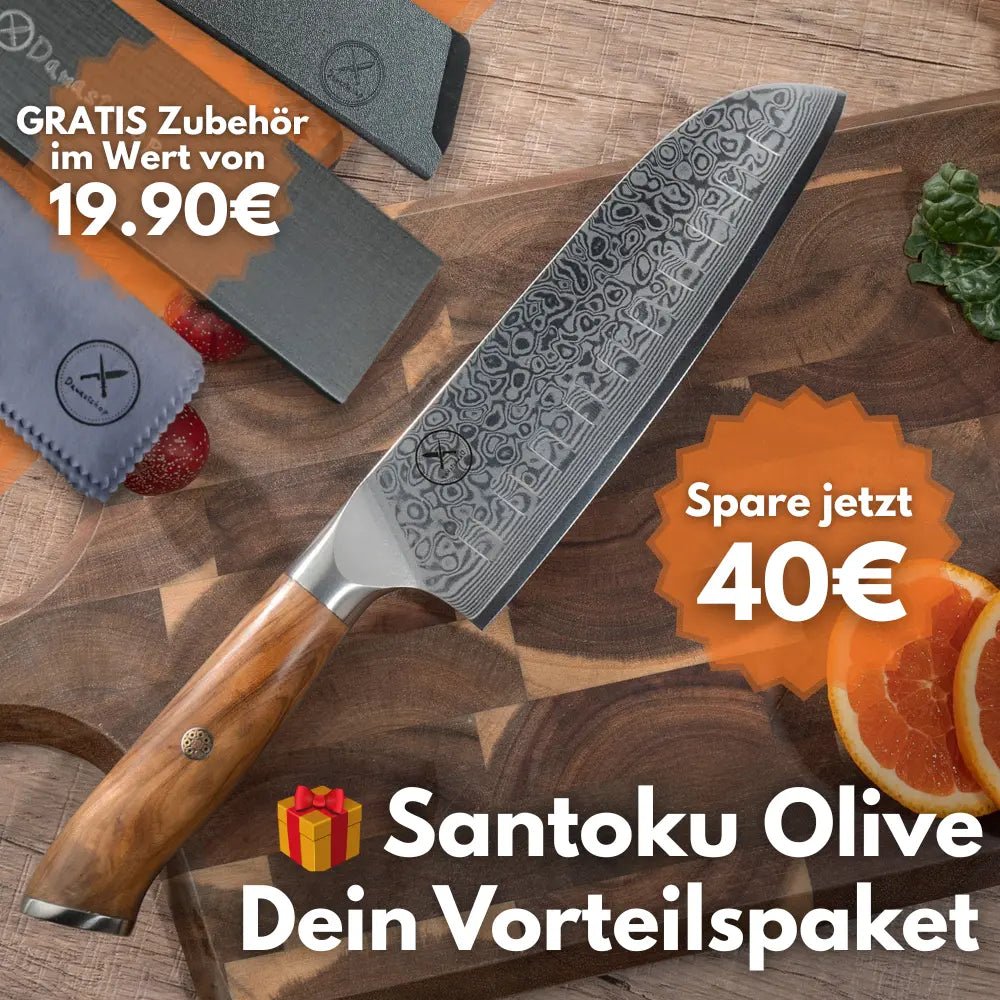 Damast Santoku Olive 🎁 Vorteilspaket damastop.shop - Damastshop