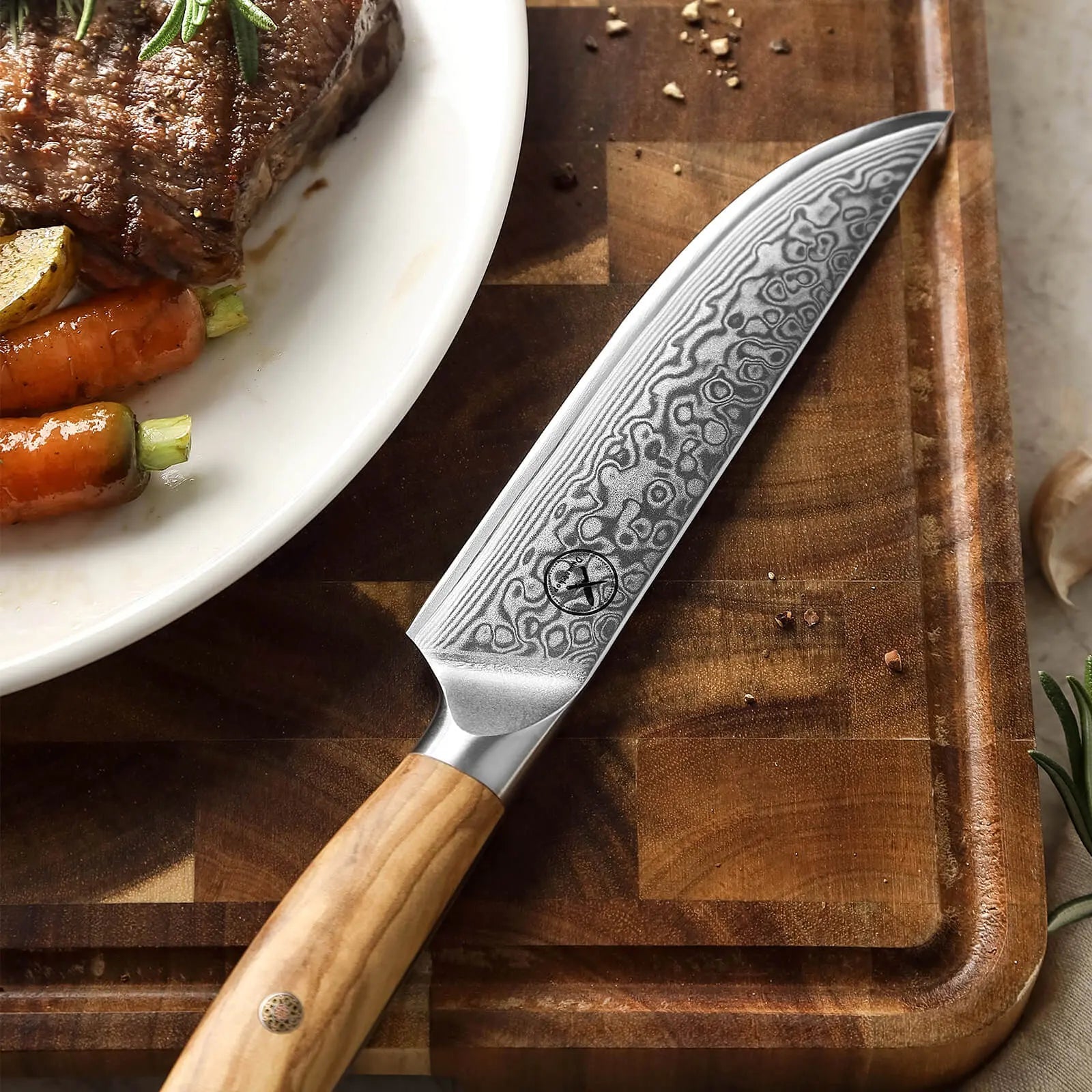 Damast Steakmesser Olive damastop.shop - Damastshop