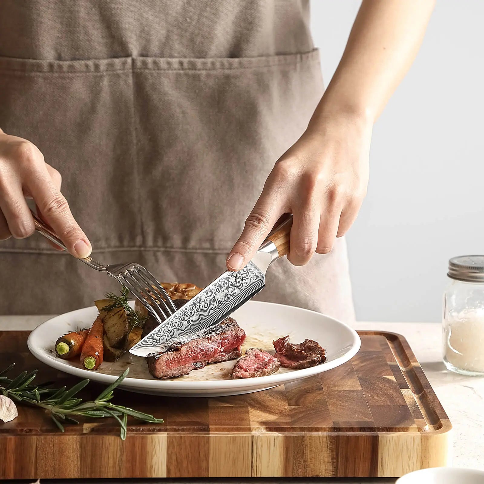Damast Steakmesser Olive damastop.shop - Damastshop