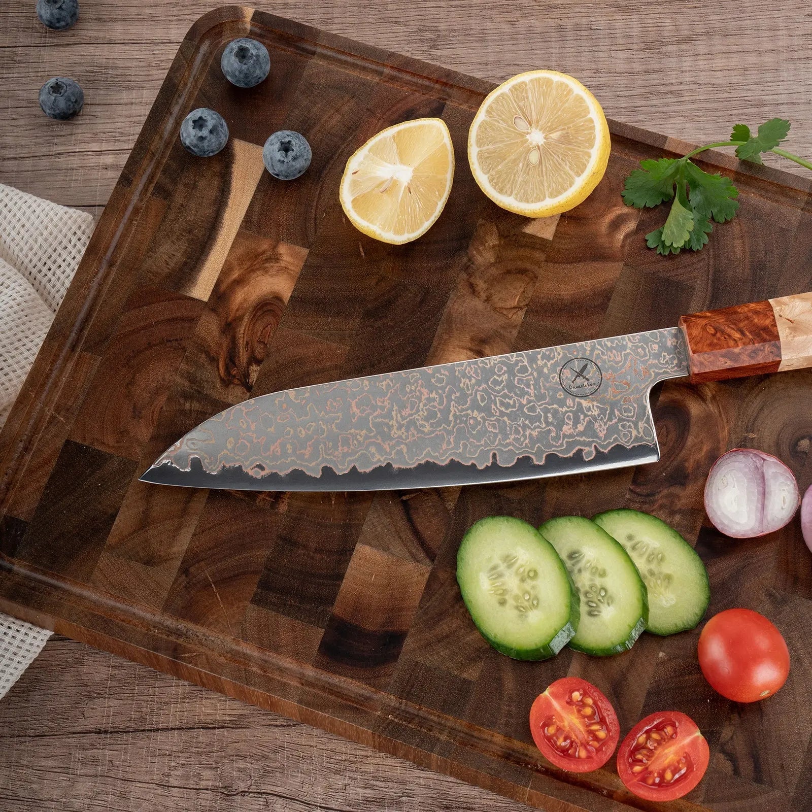 Kupfer-Damast Chefmesser damastop.shop - Damastshop