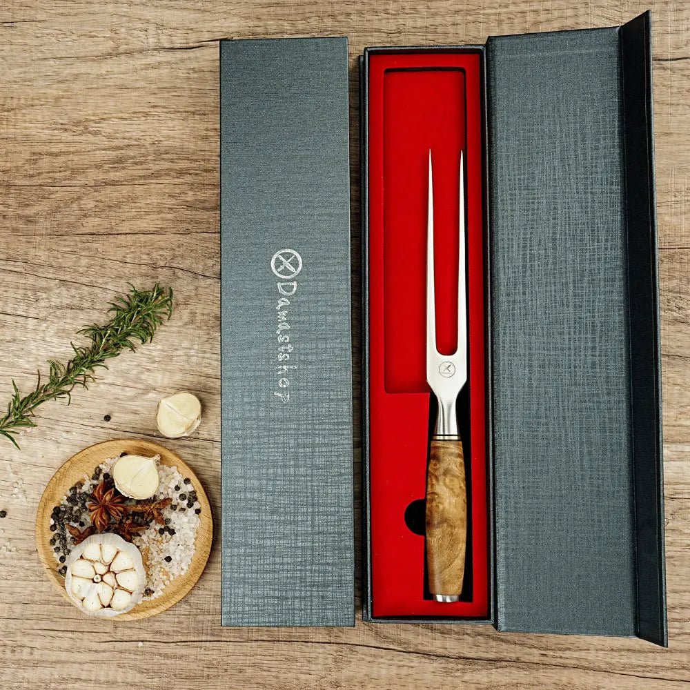 Geschmiedete Fleischgabel Bergahorn damastop.shop - Damastshop