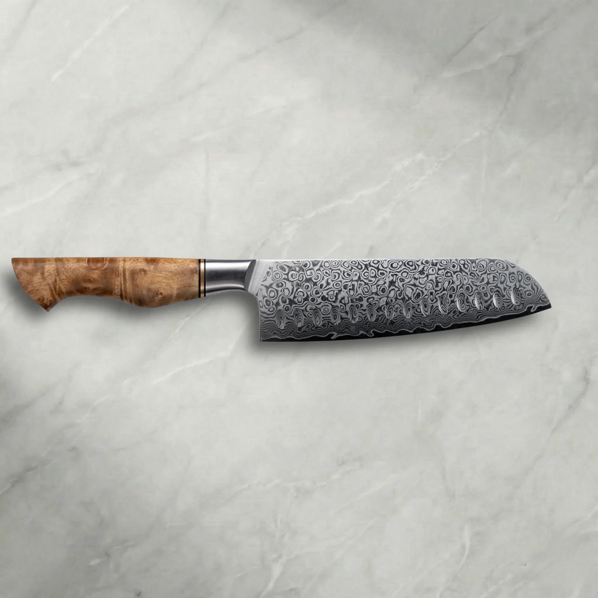 Personalisierbares Damast Santoku Bergahorn damastop.shop - Damastshop