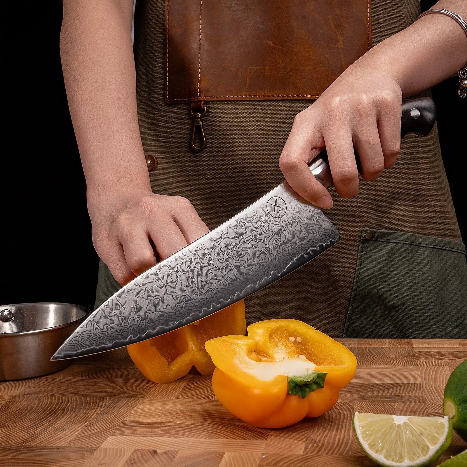 Premium Damast Chefmesser Ebenholz damastop.shop - Damastshop