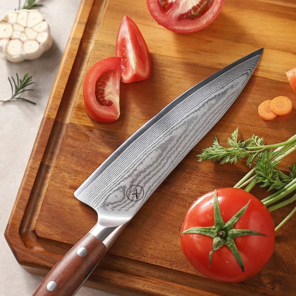 Premium Damast Chefmesser Red Wood damastop.shop - Damastshop