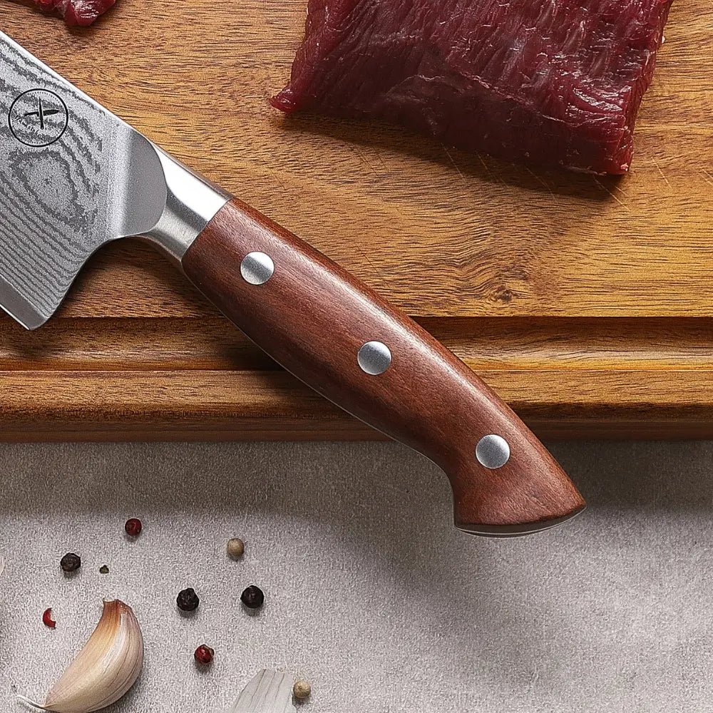 Premium Damast Chefmesser Red Wood damastop.shop - Damastshop
