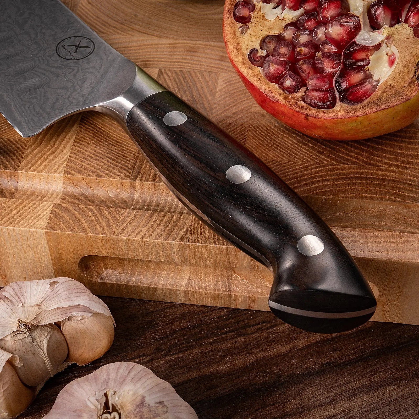 Premium Damast Santoku Ebenholz damastop.shop - Damastshop