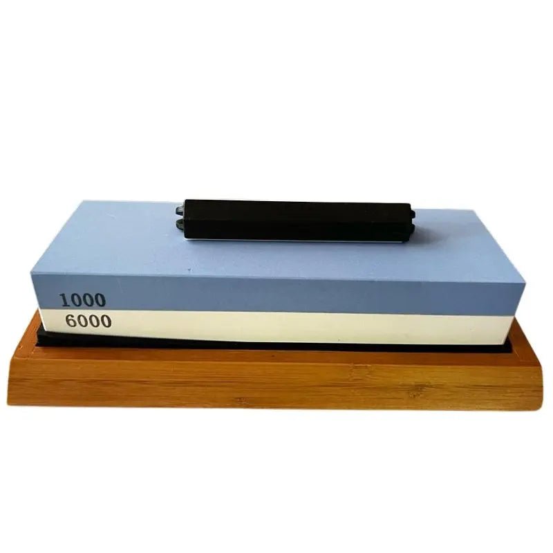 Schleifstein 1000/6000 mit Bambushalter und Schleifhilfe 15° Farbauswahl damastop.shop - Damastshop