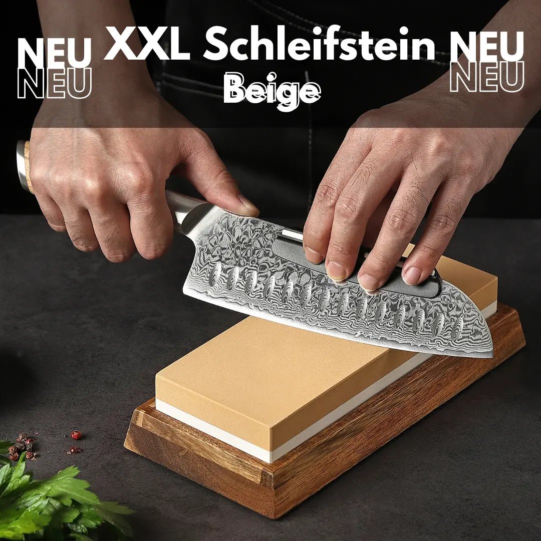 XXL Schleifstein 3000/8000 mit Bambushalter und Schleifhilfe 15° Farbauswahl damastop.shop - Damastshop