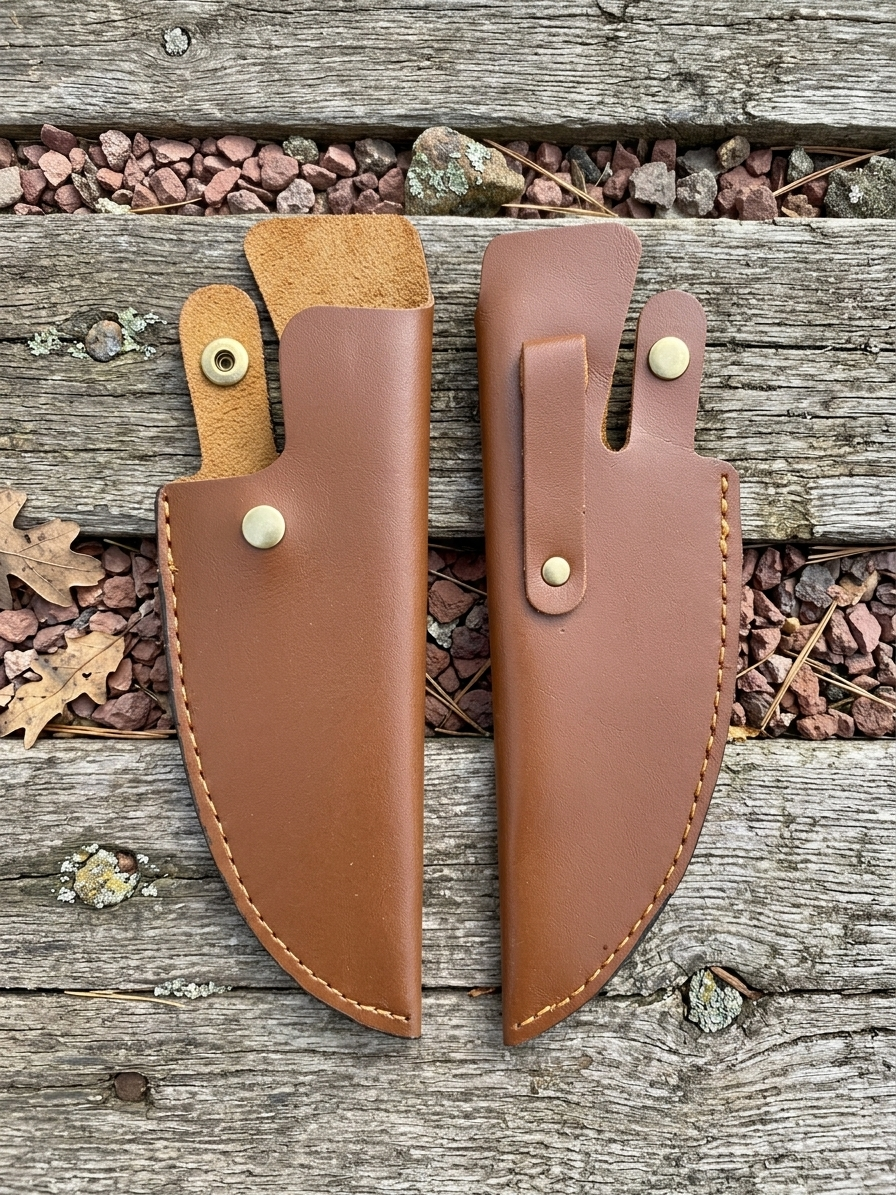 Lederhülle für Gebogenes Outdoor Universalmesser damastop.shop - Damastshop