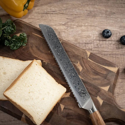 Damast Brotmesser Olive damastop.shop - Damastshop