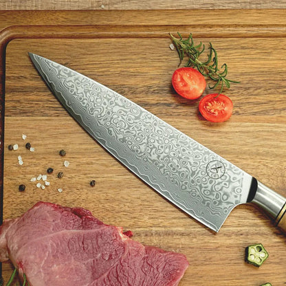 Damast Chefmesser Bergahorn damastop.shop - Damastshop