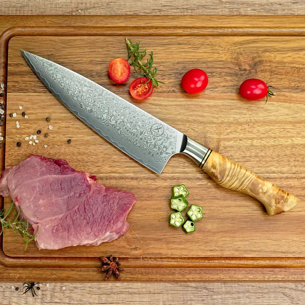 Damast Chefmesser Bergahorn damastop.shop - Damastshop