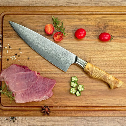 Damast Chefmesser Bergahorn damastop.shop - Damastshop