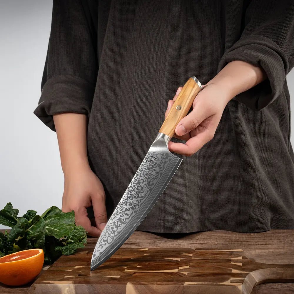 Damast Chefmesser Olive damastop.shop - Damastshop