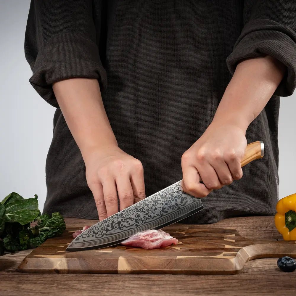 Damast Chefmesser Olive damastop.shop - Damastshop