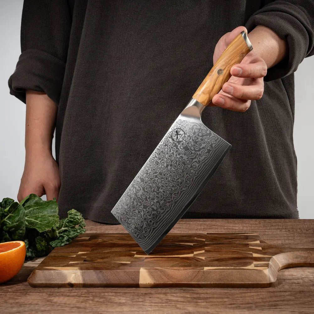 Damast Hackmesser Olive damastop.shop - Damastshop