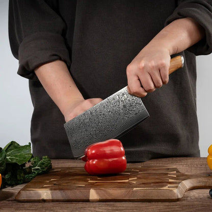Damast Hackmesser Olive damastop.shop - Damastshop