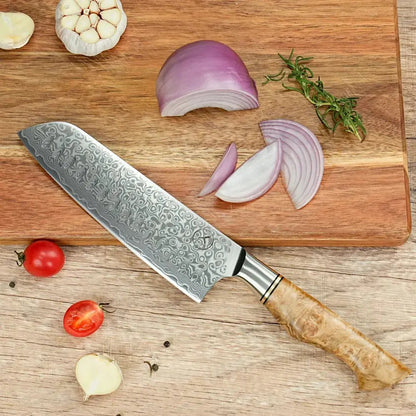 Damast Santoku Bergahorn damastop.shop - Damastshop