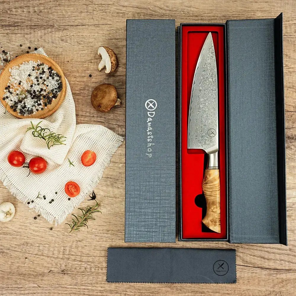 Damast Chefmesser Bergahorn damastop.shop - Damastshop