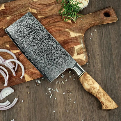 Damast Hackmesser Bergahorn damastop.shop - Damastshop