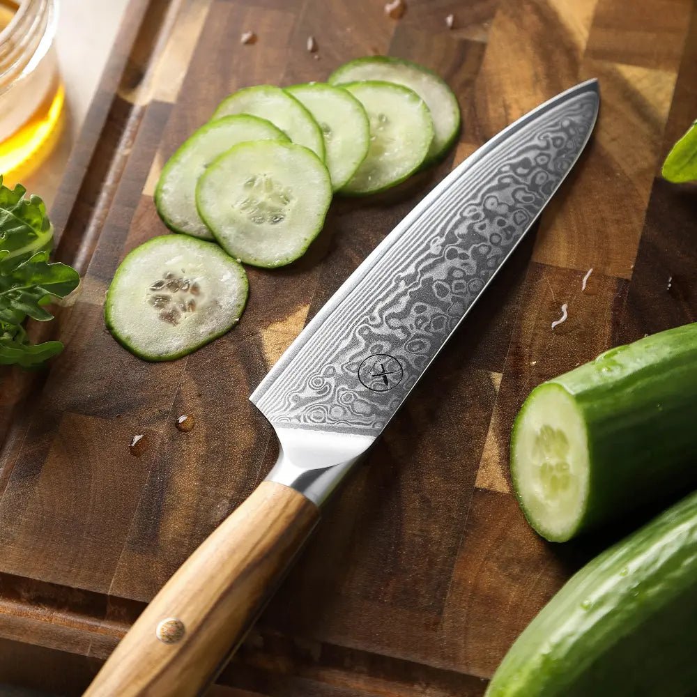Damast Messer 7er Set Olive damastop.shop - Damastshop