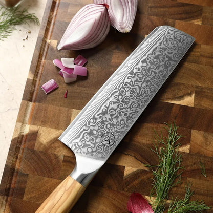 Damast Messer 7er Set Olive damastop.shop - Damastshop