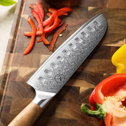 Damast Messer 7er Set Olive damastop.shop - Damastshop