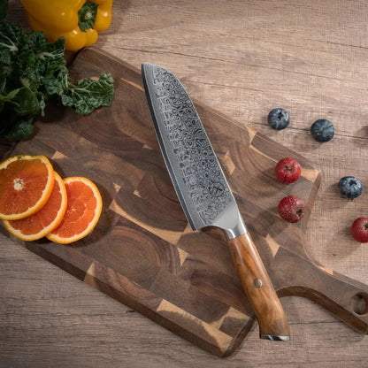 Damast Santoku Olive damastop.shop - Damastshop