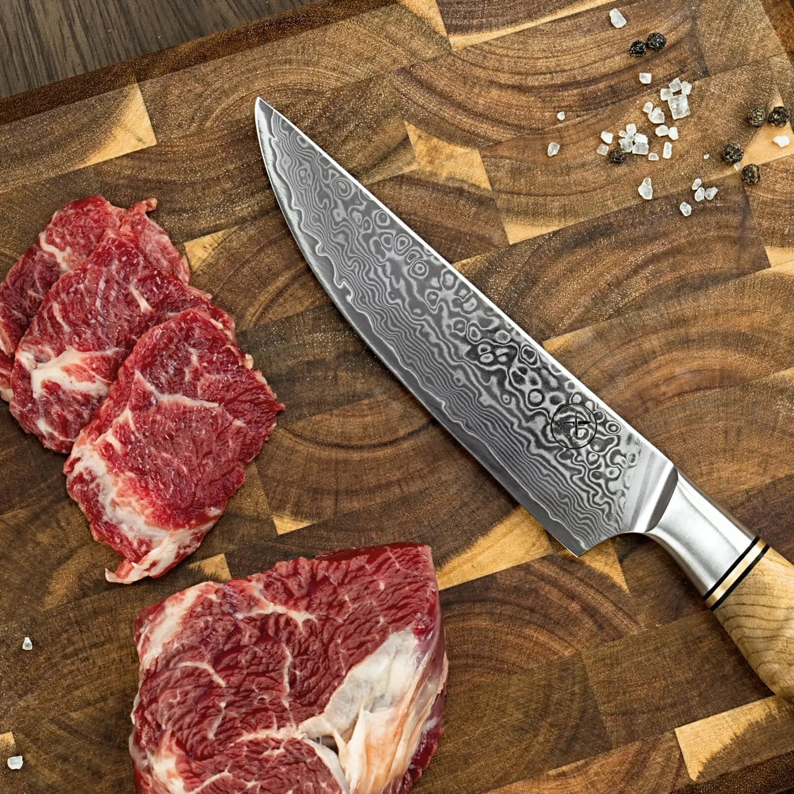 Damast Steakmesser Bergahorn 4er Geschenkset damastop.shop - Damastshop