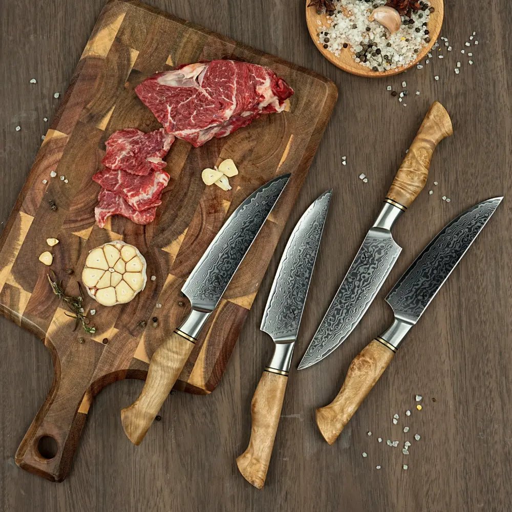 Damast Steakmesser Bergahorn 4er Geschenkset damastop.shop - Damastshop