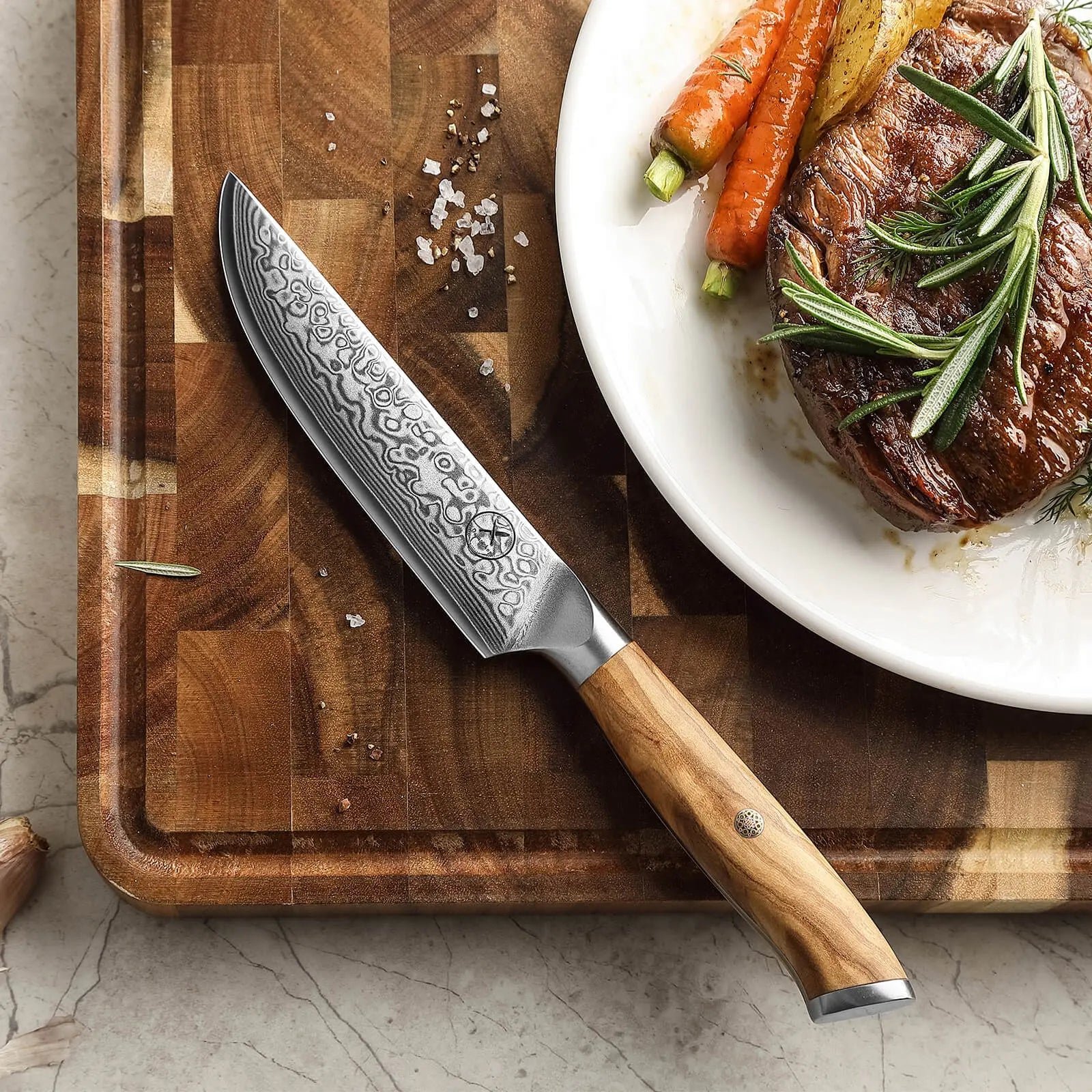 Damast Steakmesser Olive damastop.shop - Damastshop