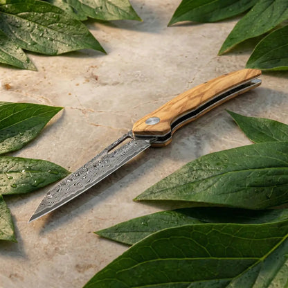 Damast Taschenmesser Olive damastop.shop - Damastshop
