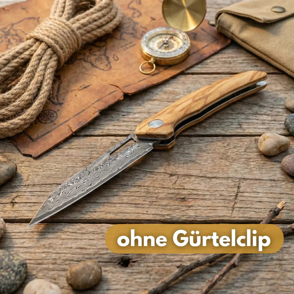 Damast Taschenmesser Olive damastop.shop - Damastshop