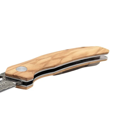 Damast Taschenmesser Olive damastop.shop - Damastshop