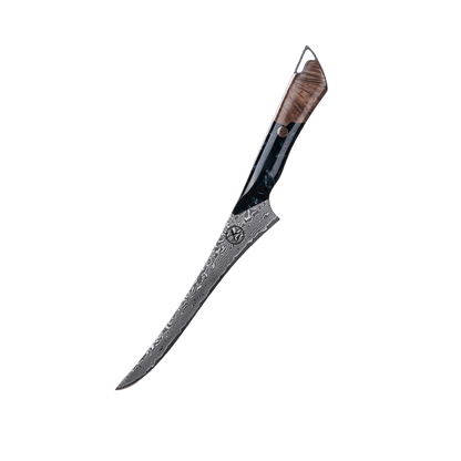 Dark Black Damast Ausbeinmesser Wurzelholz Epoxy damastop.shop - Damastshop
