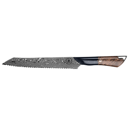 Dark Black Damast Brotmesser Wurzelholz Epoxy damastop.shop - Damastshop