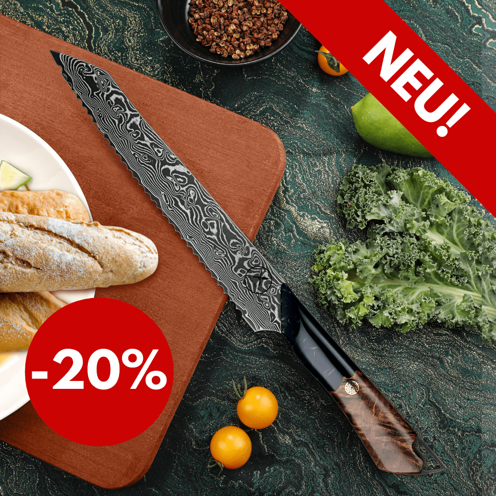 Dark Black Damast Brotmesser Wurzelholz Epoxy damastop.shop - Damastshop
