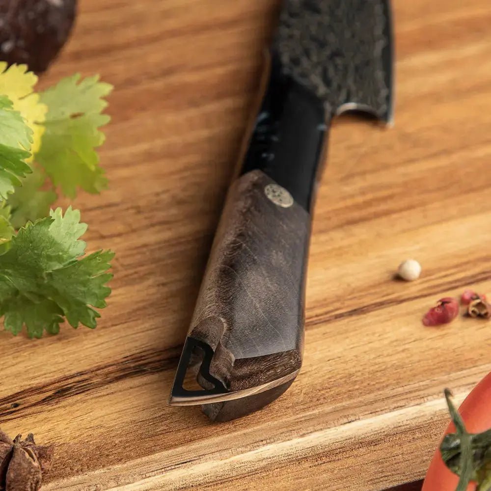Dark Black Damast Chefmesser Wurzelholz Epoxy damastop.shop - Damastshop