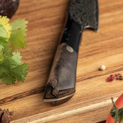 Dark Black Damast Chefmesser Wurzelholz Epoxy damastop.shop - Damastshop