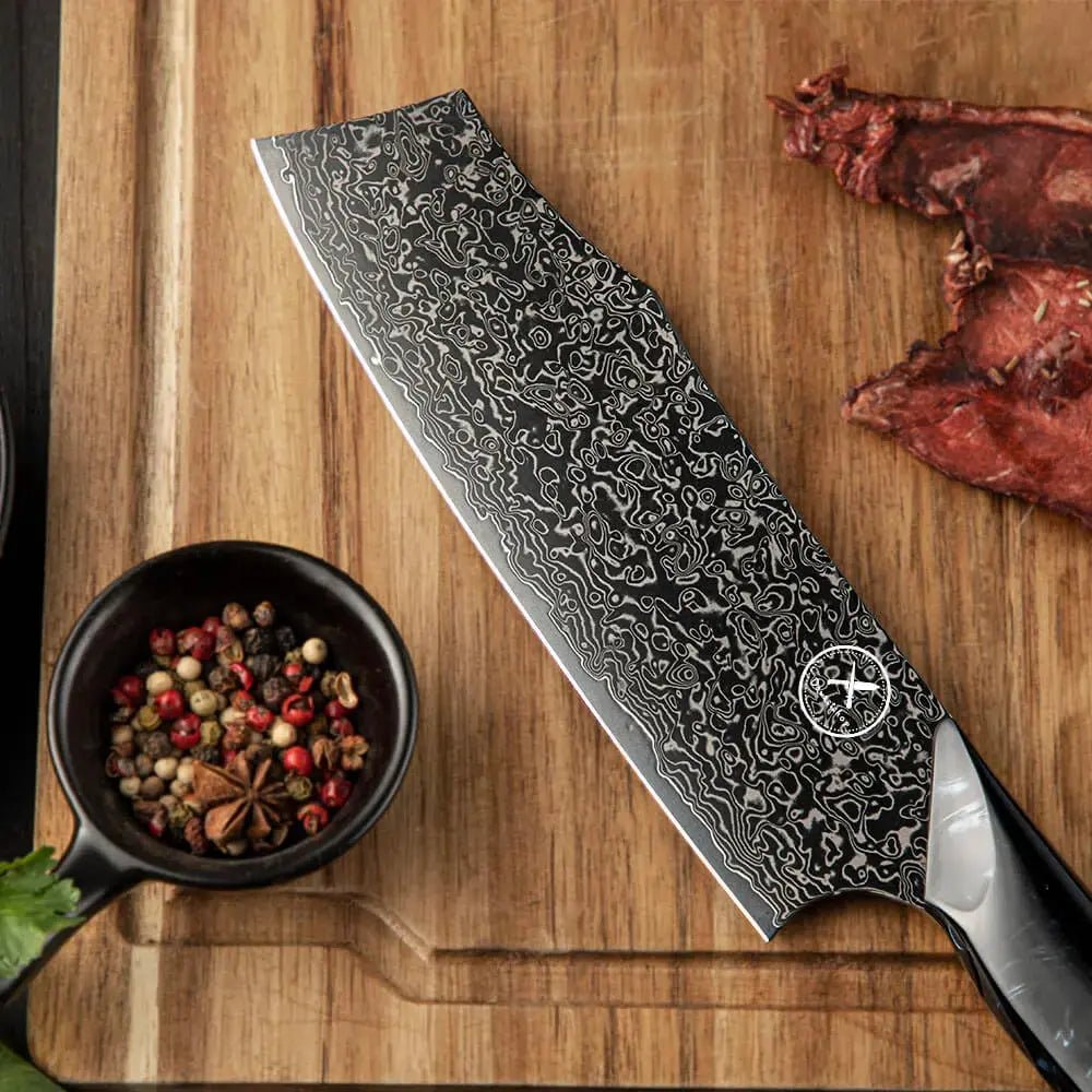 Dark Black Damast Nakiri Wurzelholz Epoxy damastop.shop - Damastshop