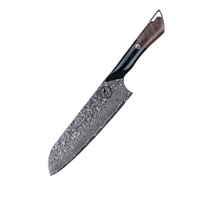Dark Black Damast Santoku Wurzelholz Epoxy damastop.shop - Damastshop