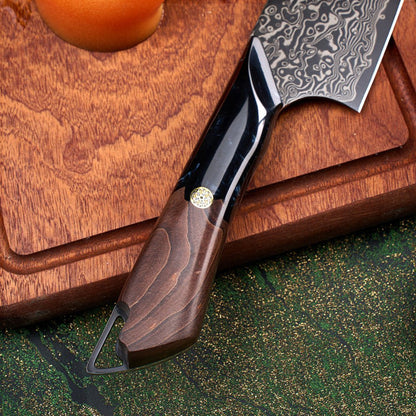 Dark Black Damast Santoku Wurzelholz Epoxy damastop.shop - Damastshop